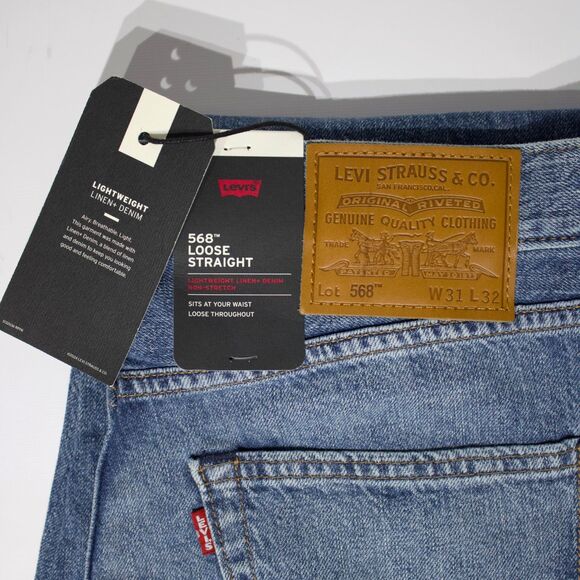 NWT $98 Levi's Premium 568 Loose Straight Linen+ Medium Wash Jeans Men Sz. 31x32 - Picture 7 of 14